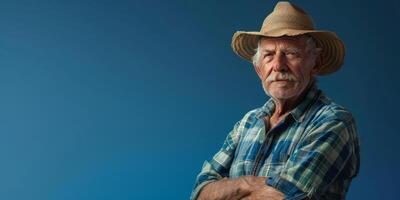 Farmer on blue background photo