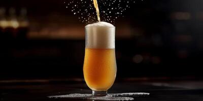 beer in a glass with foam photo