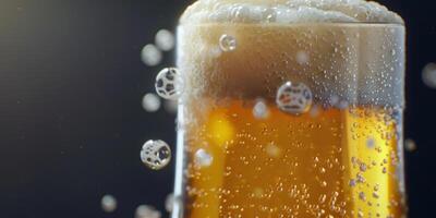 beer in a glass with foam photo