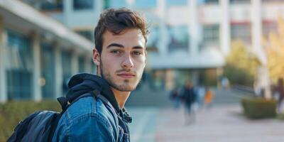 male student with backpack photo