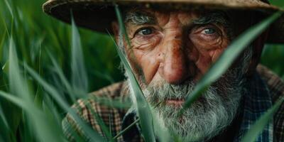 Farmer in hat close-up portrait photo