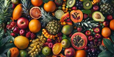 fruits and citruses Assorted top view texture photo