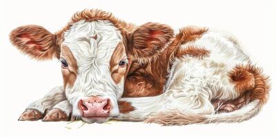 calf on white background illustration photo