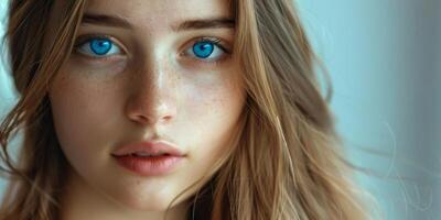 young beautiful woman close-up portrait photo