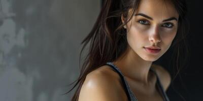 young beautiful woman close-up portrait photo