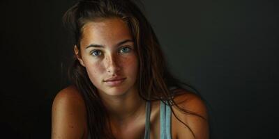 young beautiful woman close-up portrait photo