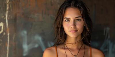 young beautiful woman close-up portrait photo