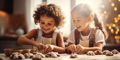 children making cookies photo