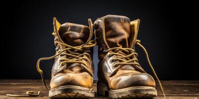 work boots close-up photo