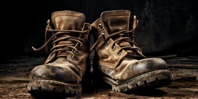 work boots close-up photo