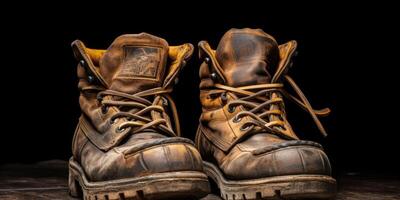 work boots close-up photo