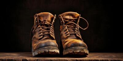 work boots close-up photo