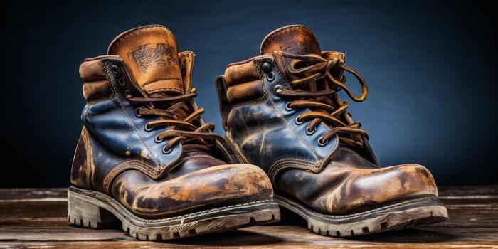work boots close-up photo