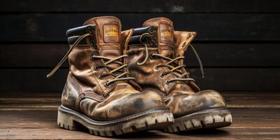 work boots close-up photo