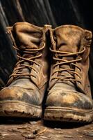 work boots close-up photo