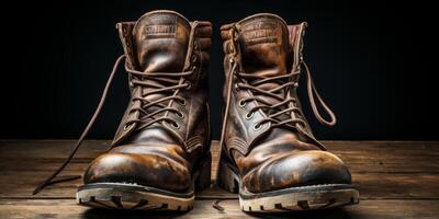 work boots close-up photo