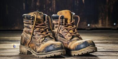 work boots close-up photo