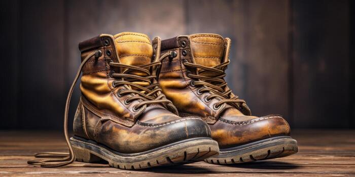 work boots close-up photo