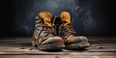 work boots close-up photo