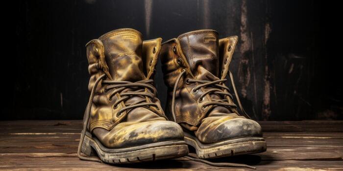 work boots close-up photo