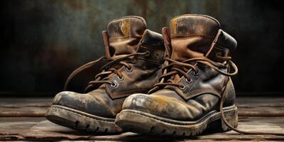 work boots close-up photo