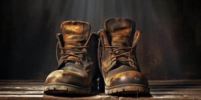 work boots close-up photo