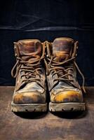 work boots close-up photo