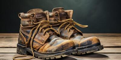 work boots close-up photo