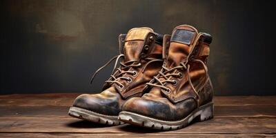 work boots close-up photo