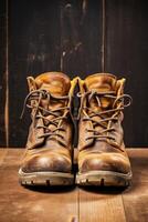 work boots close-up photo