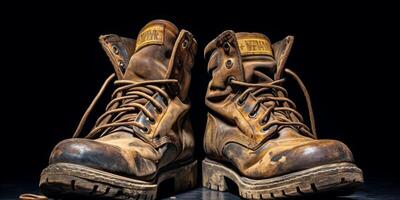 work boots close-up photo