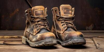 work boots close-up photo