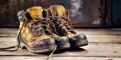 work boots close-up photo