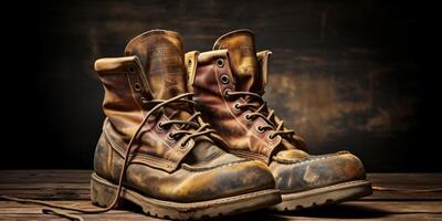 work boots close-up photo