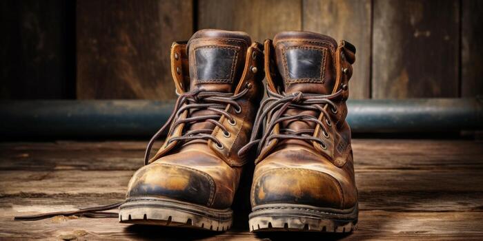work boots close-up photo