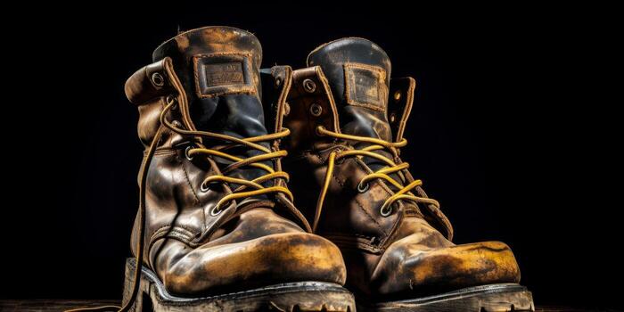 work boots close-up photo