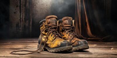 work boots close-up photo