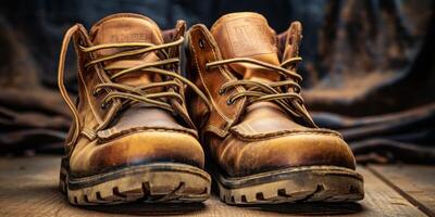 work boots close-up photo