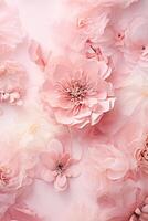 pink background with flowers for wedding invitations photo