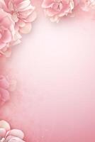 pink background with flowers for wedding invitations photo