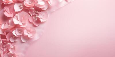 pink background with flowers for wedding invitations photo