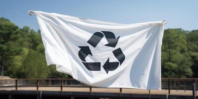 recycling symbol on a white flag photo