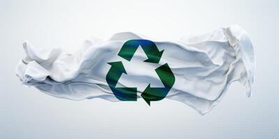 recycling symbol on a white flag photo