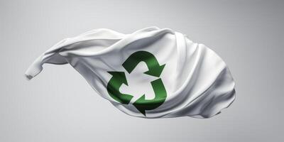 reciclaje símbolo en un blanco bandera foto