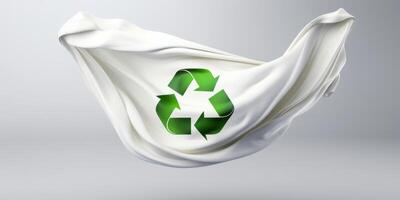 reciclaje símbolo en un blanco bandera foto
