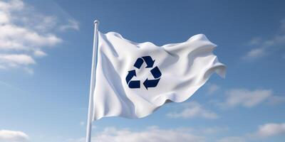 recycling symbol on a white flag photo