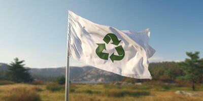 recycling symbol on a white flag photo