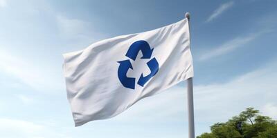 recycling symbol on a white flag photo