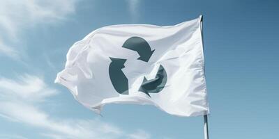 recycling symbol on a white flag photo