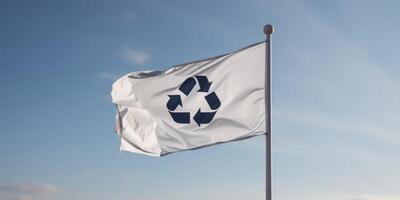 recycling symbol on a white flag photo